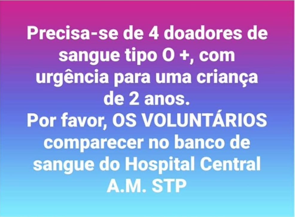 Precisa-se de doador de sangue do tipo O+