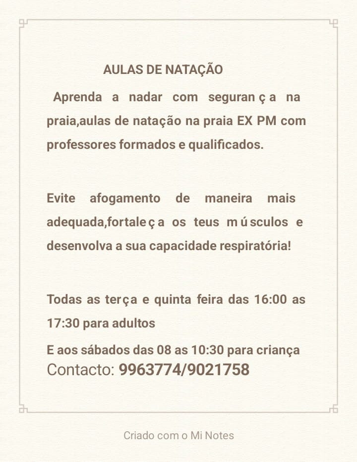 Aulas de Natação na Praia EX PM