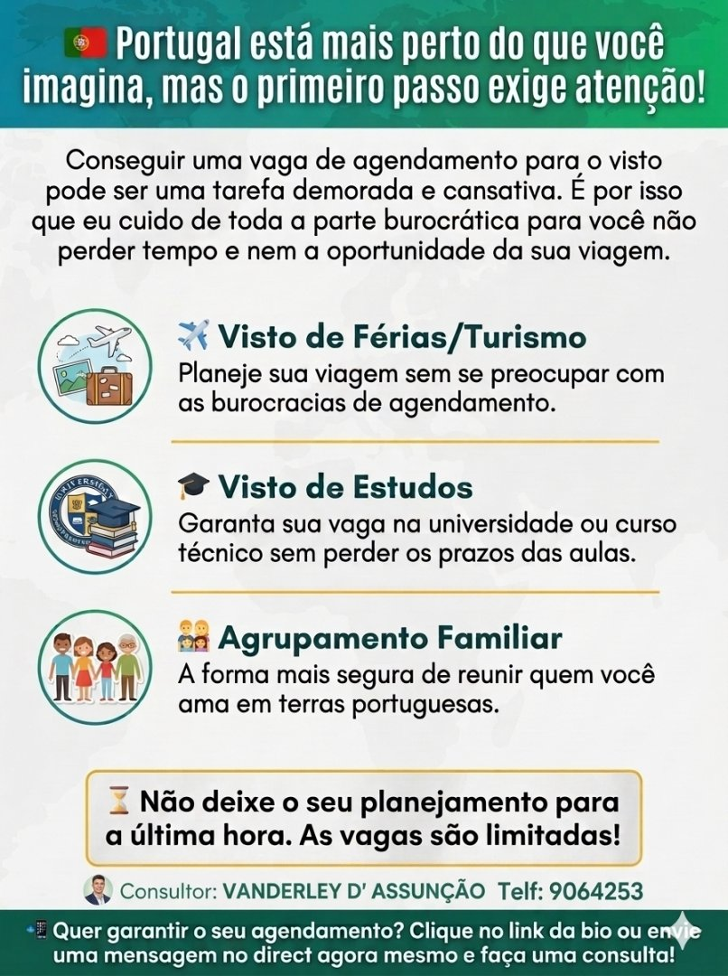 Assessoria para Agendamento de Vistos para Portugal