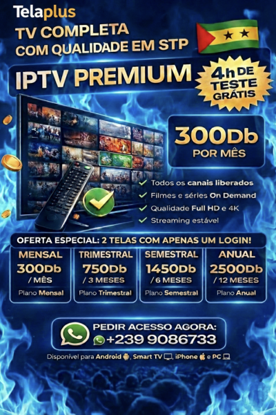 Chegou a Telaplus - A Melhor IPTV de São Tomé e Príncipe! 🇸🇹📺