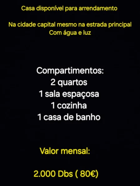 Casa T2 disponível para arrendamento