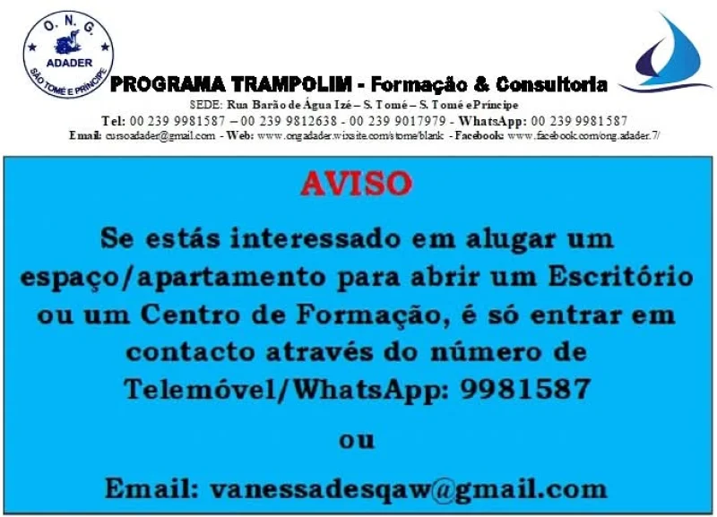 Arrendamento de Espaço para Escritório ou Centro de Formação