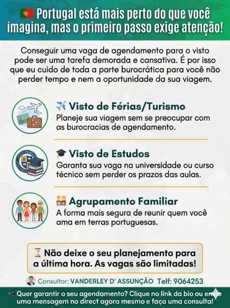 Assessoria para Agendamento de Vistos para Portugal
