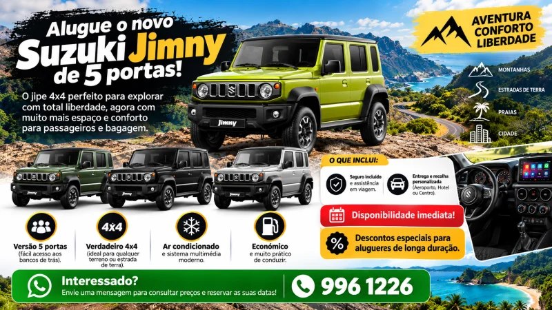Aluguer do novo Suzuki Jimny de 5 portas