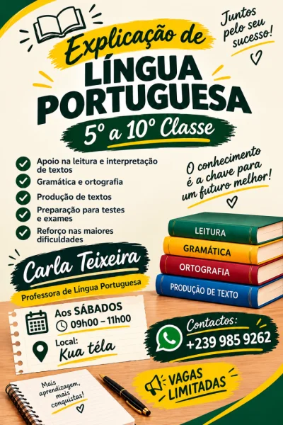 Explicação de Língua Portuguesa - 5ª a 10ª Classe